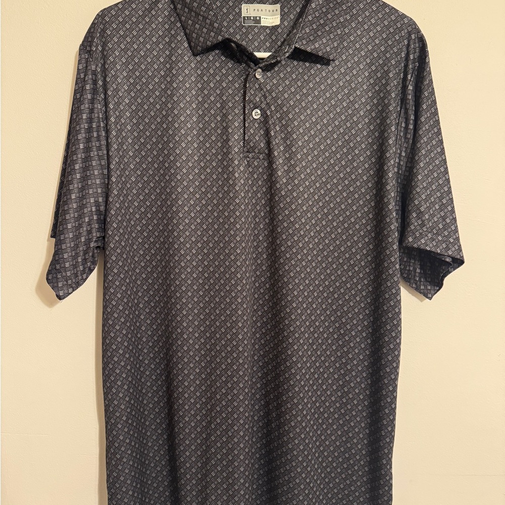 PGA Tour Dark Gray Patterned Polo Shirt
